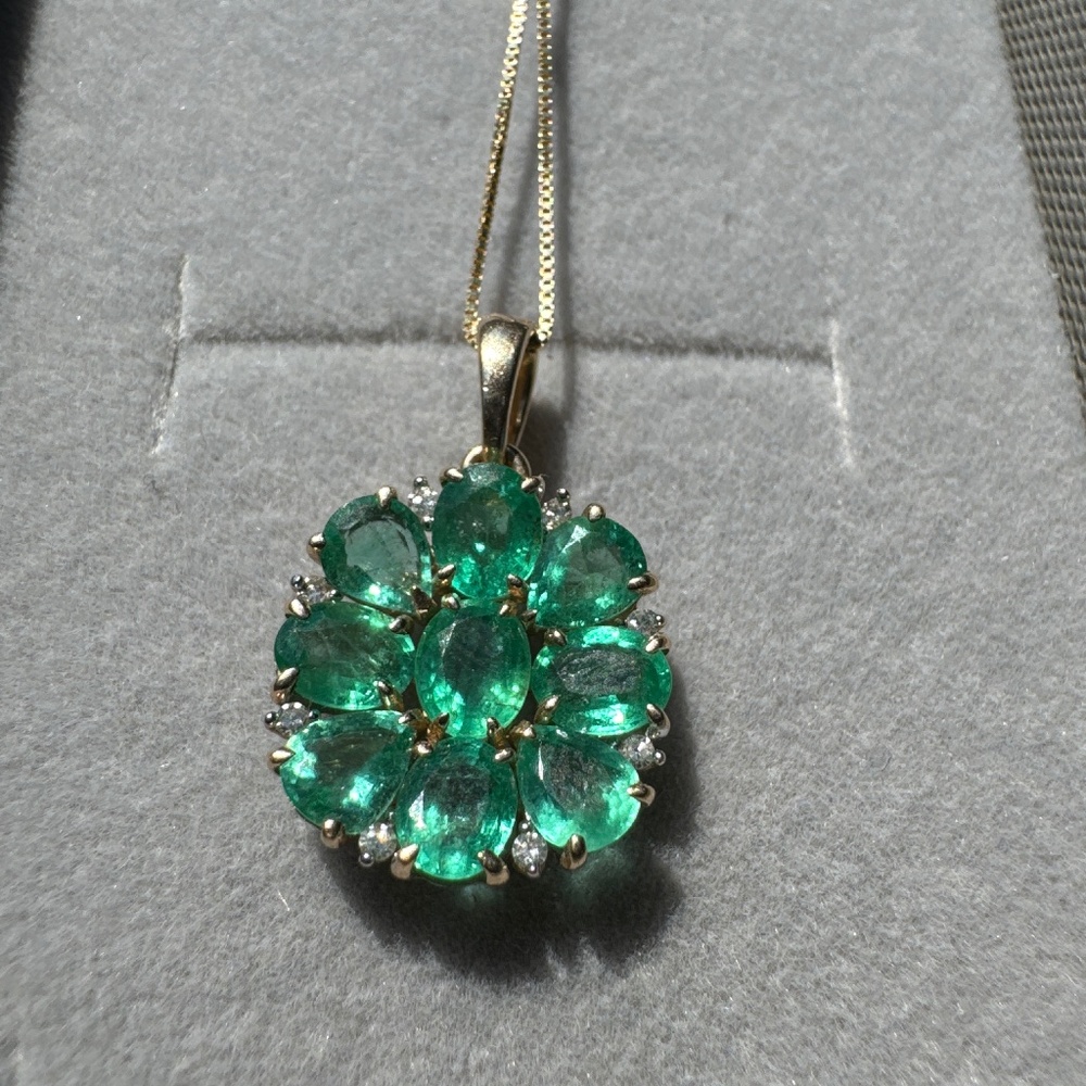 Emerald and Diamond Pendant Necklace